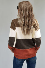 V Neck Buttoned Closurecolorblock Sweater Cardigan