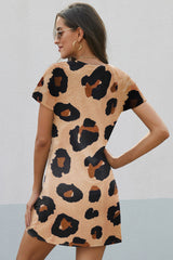 V Neck Leopard T-Shirt Dress With Twist