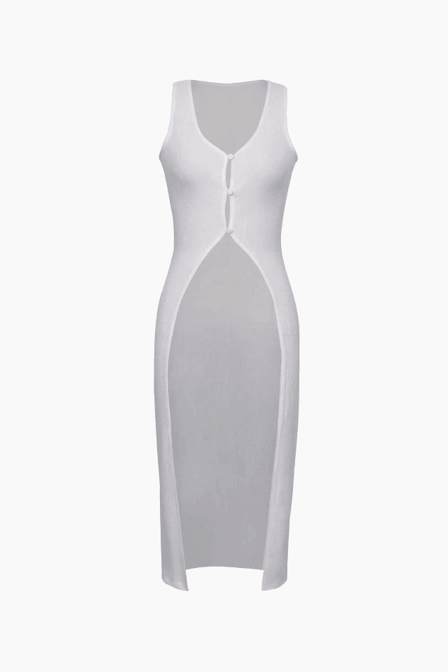V-Neck Slit Knit Sleeveless Top