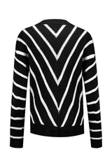 V Neck Stripe Long Sleeve Cardigan