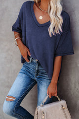 V-Neck Thermal Knit Top