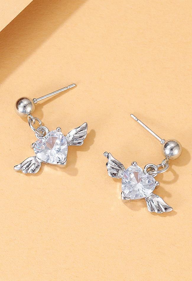 Vintage Cherub Wing Rhinestone Earrings