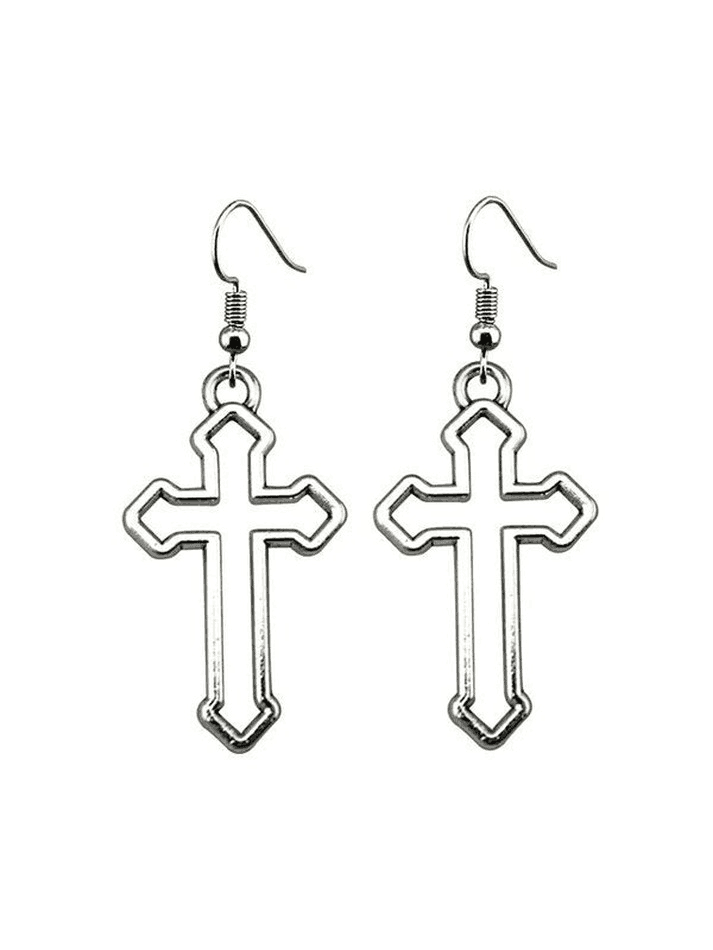 Vintage Cutout Cross Earrings