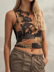 Vintage Face Print Tank Top