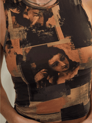 Vintage Face Print Tank Top