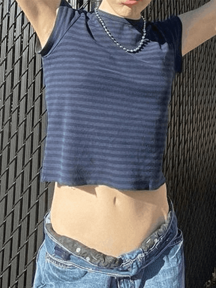 Vintage Striped Baby Crop Top