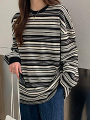 Vintage Striped Crew Neck Pullover Sweater