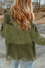 Waffle Patchwork Vintage Washed Hooded Jacket