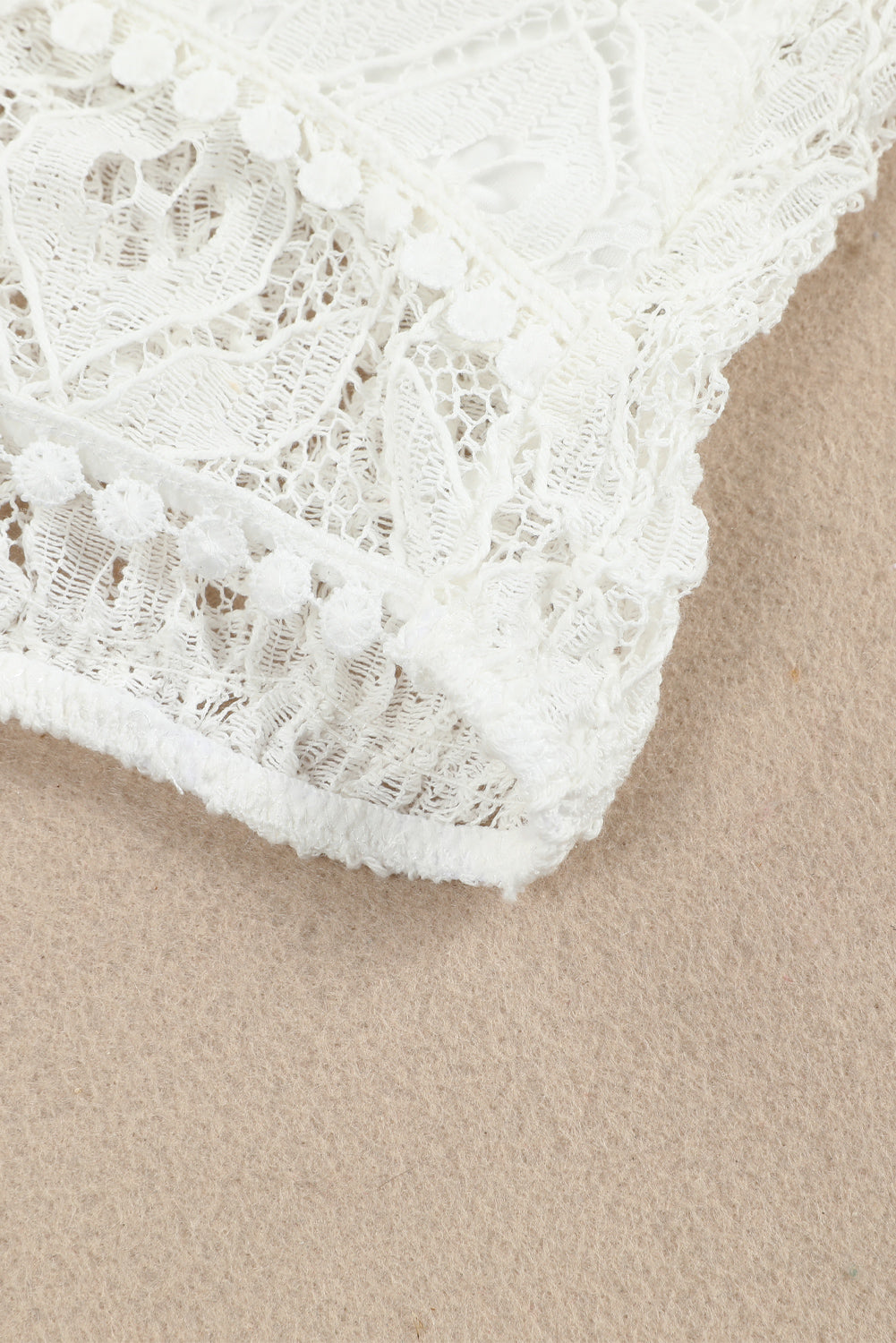 White Crochet Lace Dotty Trim Smocking Bralette