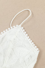 White Crochet Lace Dotty Trim Smocking Bralette