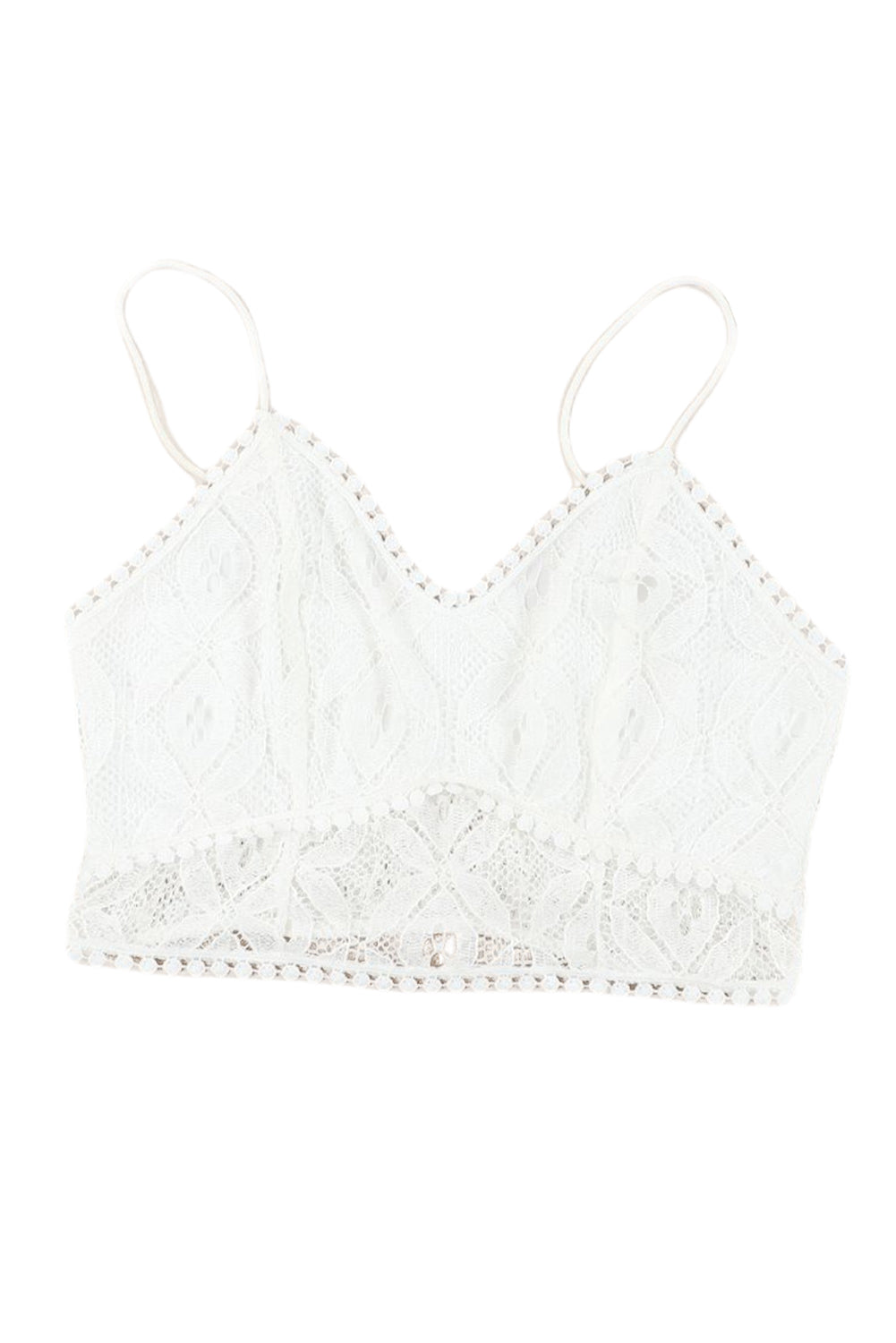 White Crochet Lace Dotty Trim Smocking Bralette