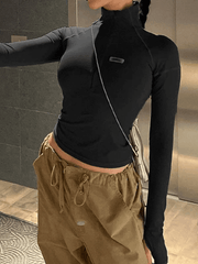 Zip-Up Long Sleeve Crop Top