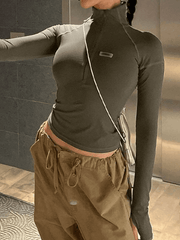 Zip-Up Long Sleeve Crop Top