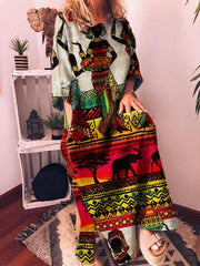 Printed Casual Graphic Shift Crew Neck Dress