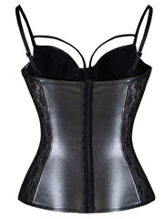 Female Lace Pu Faux Leather Corset Shapewear