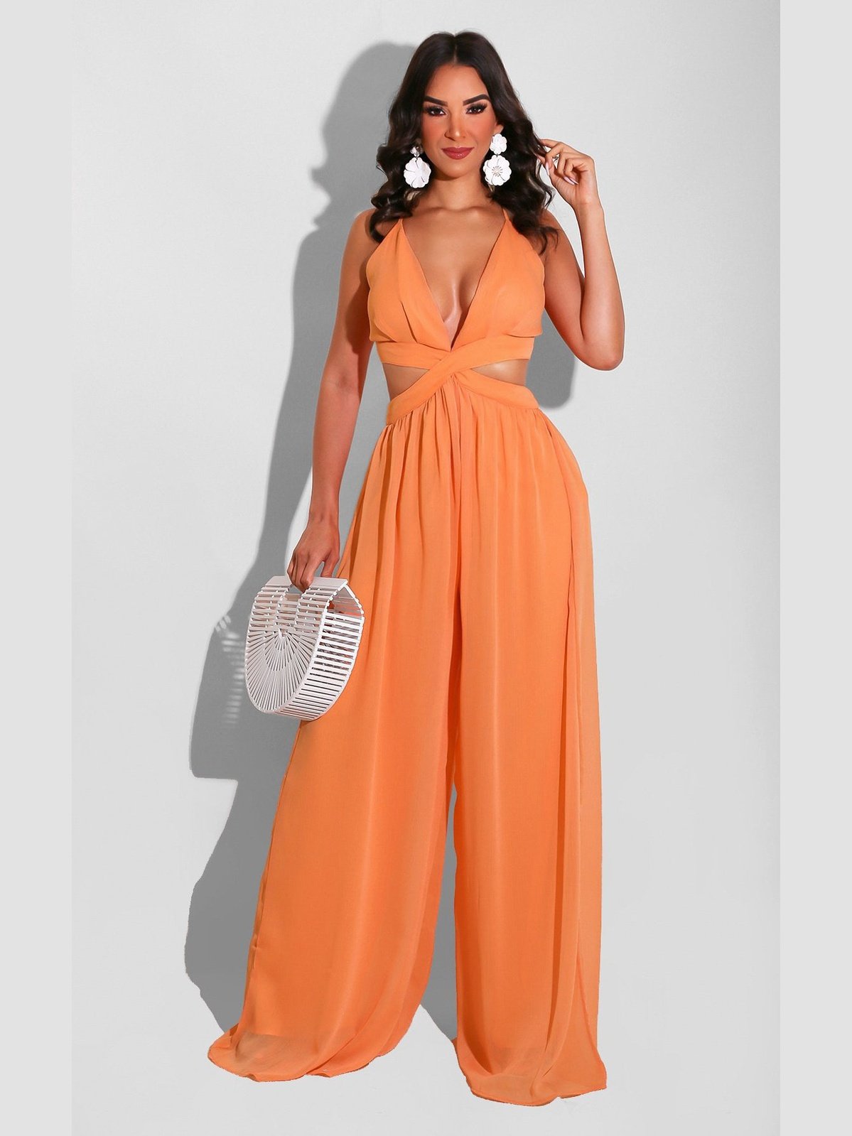 Solid Color Casual Loose Chiffon Jumpsuit