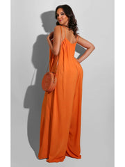 Summer Solid Color Suspender Jumpsuit