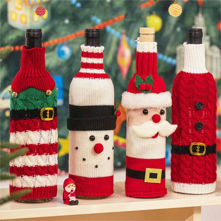 🎄Christmas Decoration-Cartoon Santa Claus Red Wine Bottle Set🎄