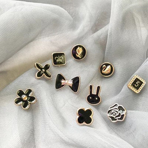 Anti-glare Women Shirt Brooch Buttons Set