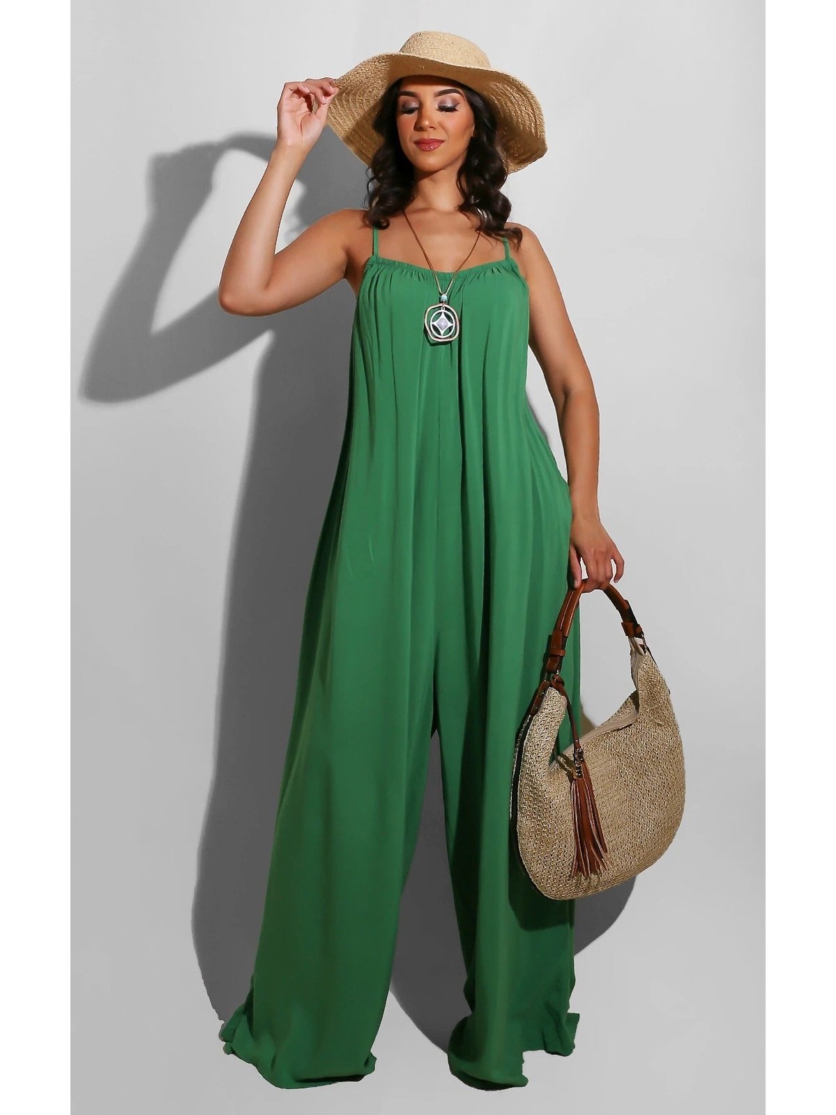 Summer Solid Color Suspender Jumpsuit