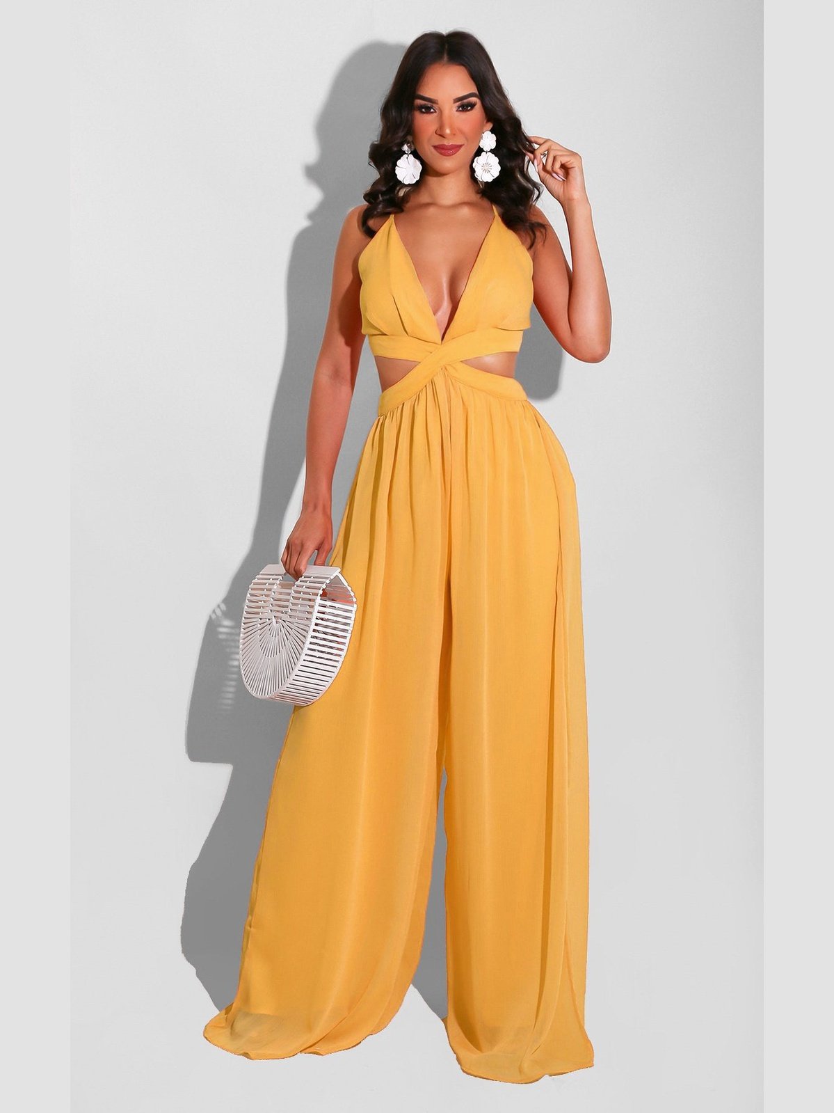 Solid Color Casual Loose Chiffon Jumpsuit