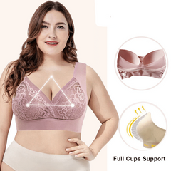 Plus Size Comfort Extra Elastic Wireless Support Lace Bra