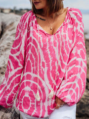 Pink Casual Printed Ombre/tie-Dye Shirts & Tops