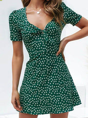 Printed v-neck short sleeve personalized skater dresses