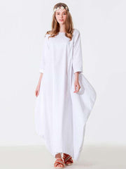 Plus Loose Round neck Pure Maxi Dresses
