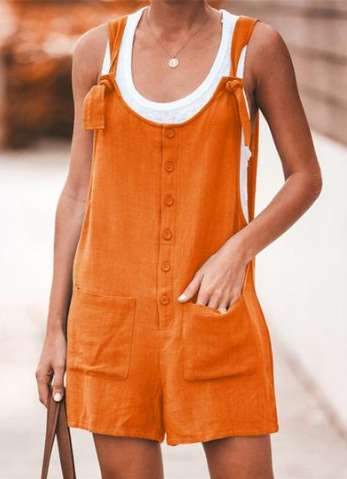 Pure Cotton Lacing Vest Jumpsuits