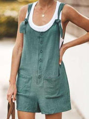 Pure Cotton Lacing Vest Jumpsuits
