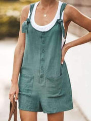 Pure Cotton Lacing Vest Jumpsuits