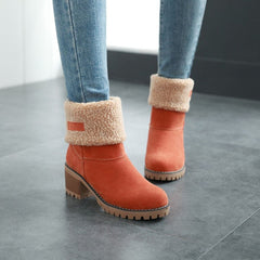 Plain Chunky Mid Heeled Date Ankle Boots