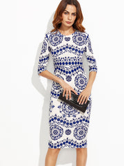 Porcelain Print Pencil Dress