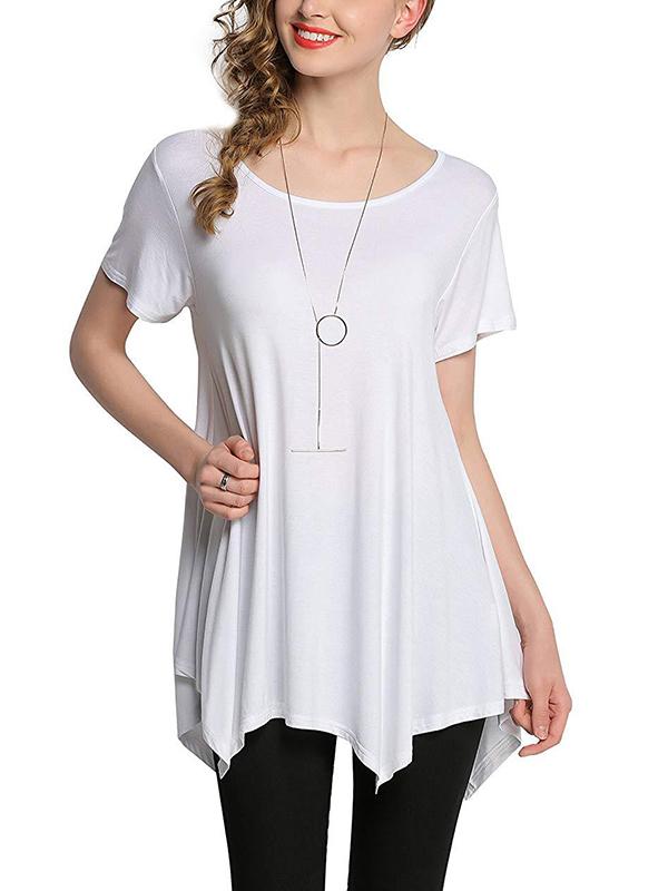 Plus Size Round Neck Woman Short Sleeve T-shirt