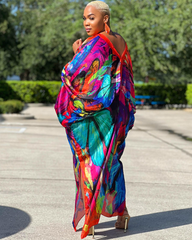 Oversize Bright Sea Of Colors Kaftan