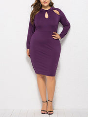 Plus Size Woman Plain Sexy Bodycon Dress