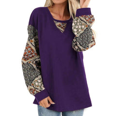 Print Gored Puff sleeve Round neck T-Shirts