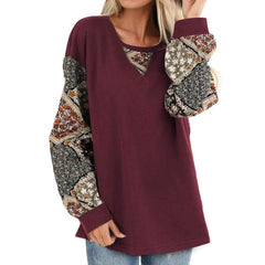 Print Gored Puff sleeve Round neck T-Shirts
