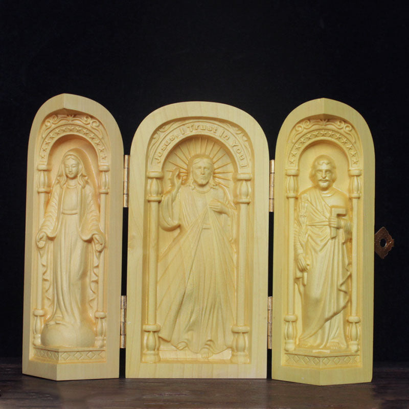 Hand-carved Portable Church - Mini Christian Altar