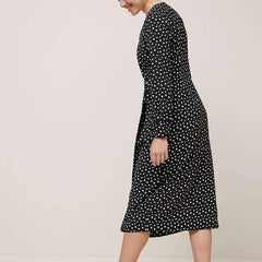 Point print V neck Long sleeve Maxi Dresses