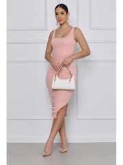 Summer Solid Color Pleated Skinny Dress