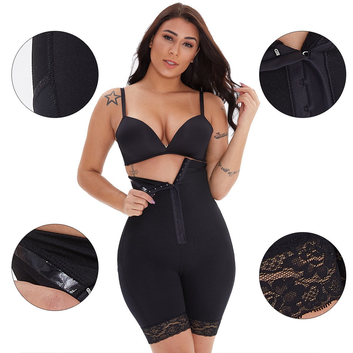 Lace High Waist Abdomen Hips Bodysuit