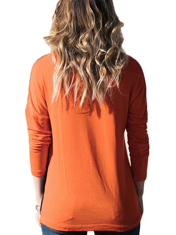 Popular stitching color round collar casual long sleeve T-shirt