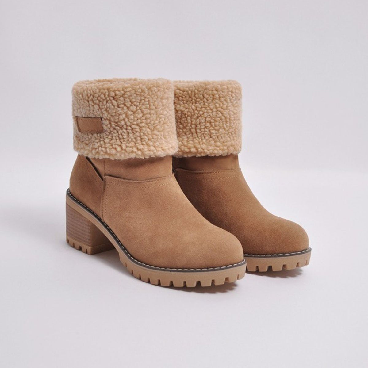 Plain Chunky Mid Heeled Date Ankle Boots