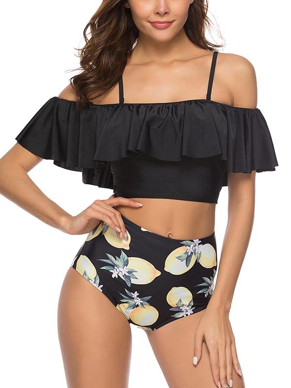 Printed bikini with high-waist Swimwear