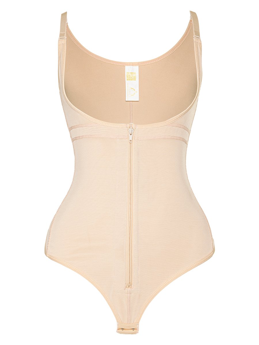 Woman Thong One-Piece Buttoned Zip Body Shaper