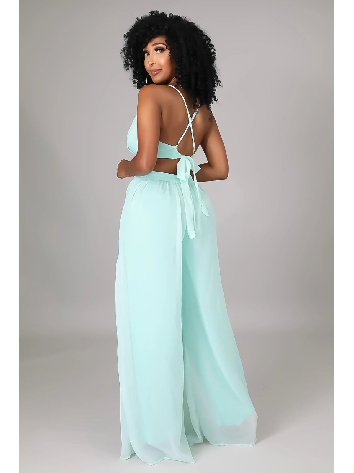 Solid Color Casual Loose Chiffon Jumpsuit