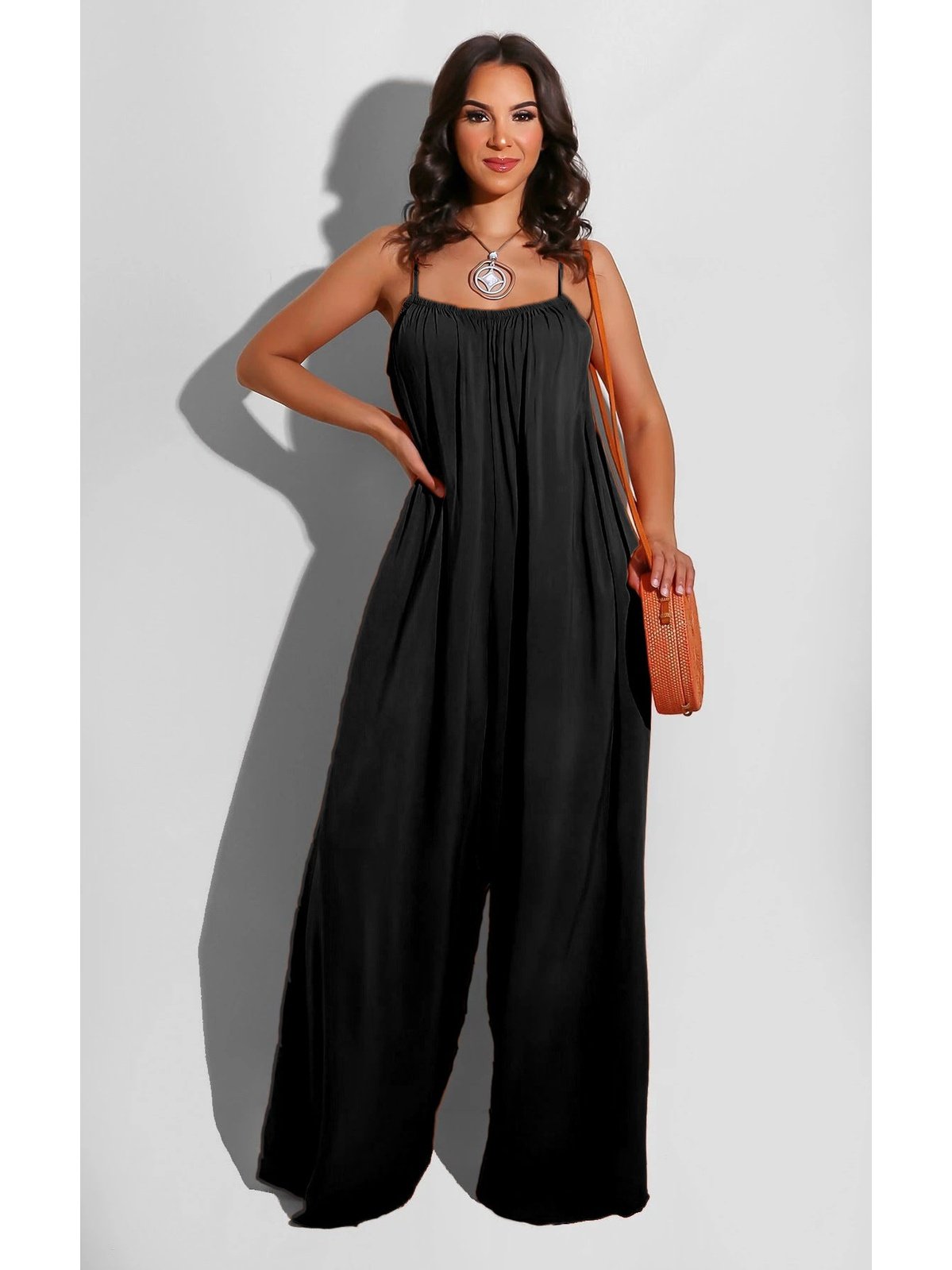 Summer Solid Color Suspender Jumpsuit