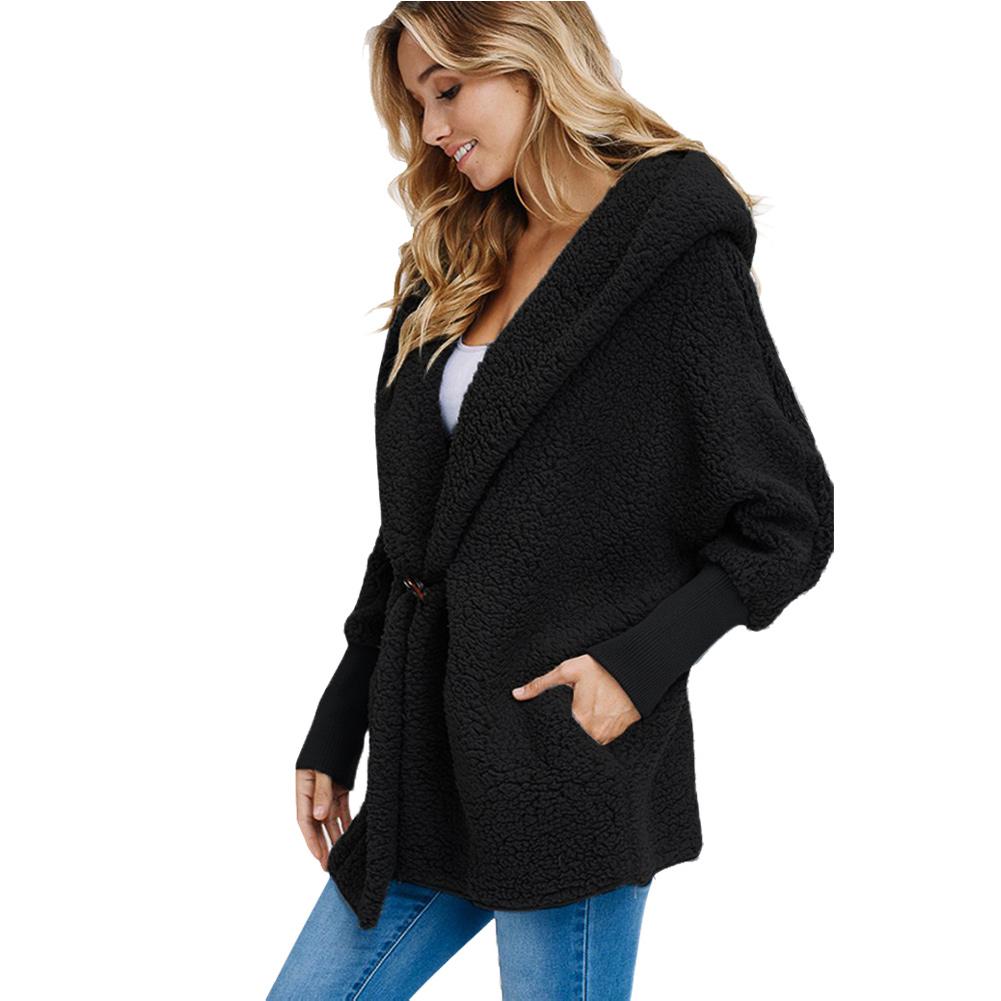 Plush Hooded Pure Long sleeve Coats